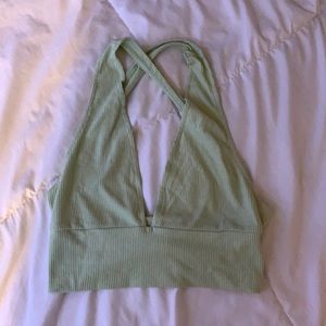 V neck sage green tank top